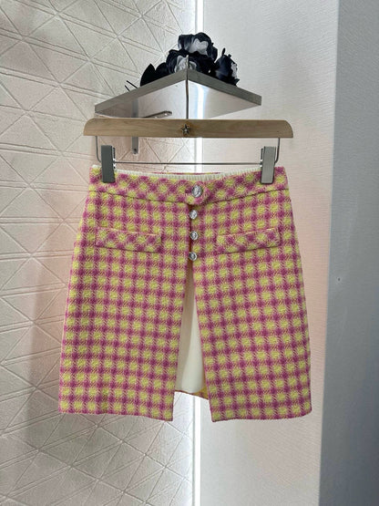 C Spring 25 New Plaid Ribbon Blouse and Half Skirt Set