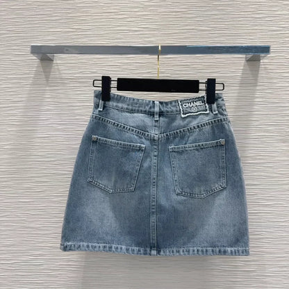 C 25 New Embroidered Denim Skirt
