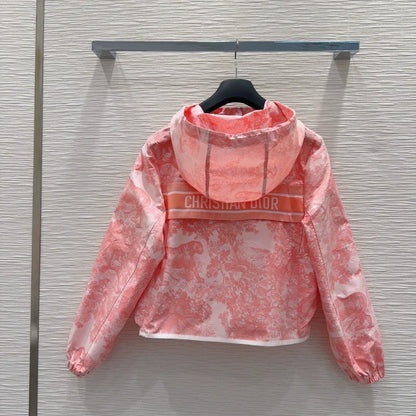 D 25 New Printed Embroidered Bee Buckle Strap Hooded Long Sleeve Jacket