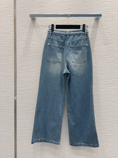 C 25 New Braided Embellished Denim Trousers