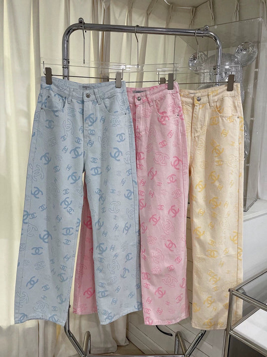 C 25 Summer New Summer Dopamine Jacquard Tencel Straight Leg Pants