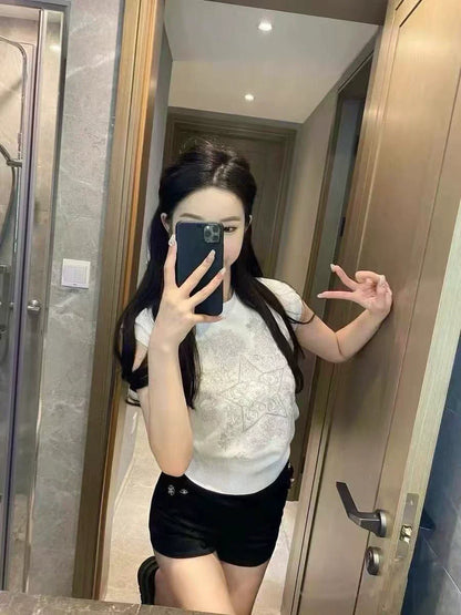 Five-pointed star heavy embroidery sleeveless top