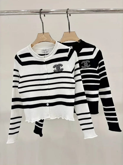 C 25 Spring and Summer New Round Neck Letter Logo Knitted Cardigan