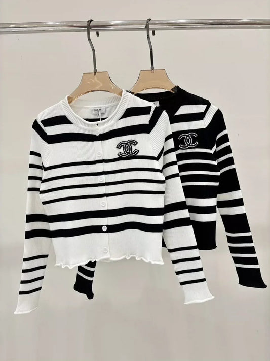 C 25 Spring and Summer New Round Neck Letter Logo Knitted Cardigan