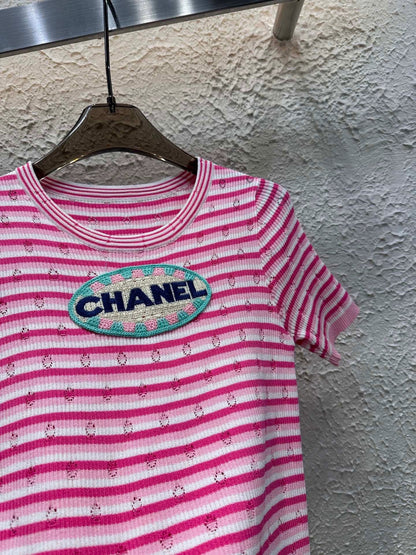 25 New Striped Knitted Short Sleeves
