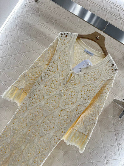 D 25 New Knit Crochet Fringe Dress