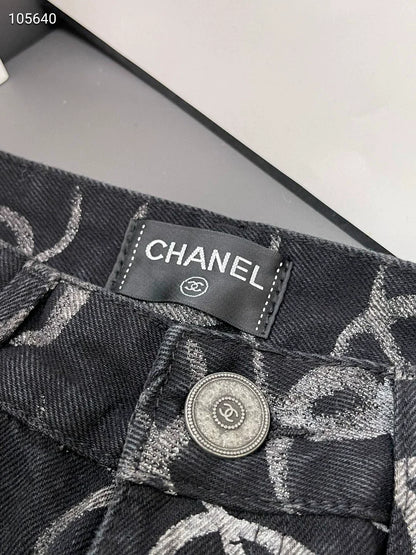 C 25 Full print double c back pocket hand studded sequin jeans