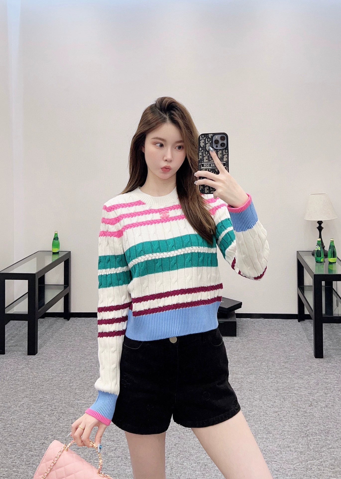 C 25 Colorful Striped Crochet Pullover Sweater