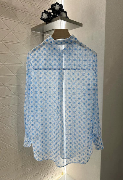 L 25  Printed Silhouette Shirt(Blue pink)