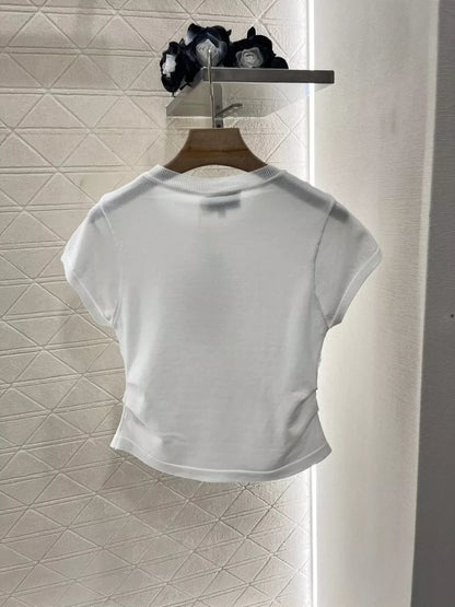 25 Spring and Summer New Lace Fake Two-piece Knit Top