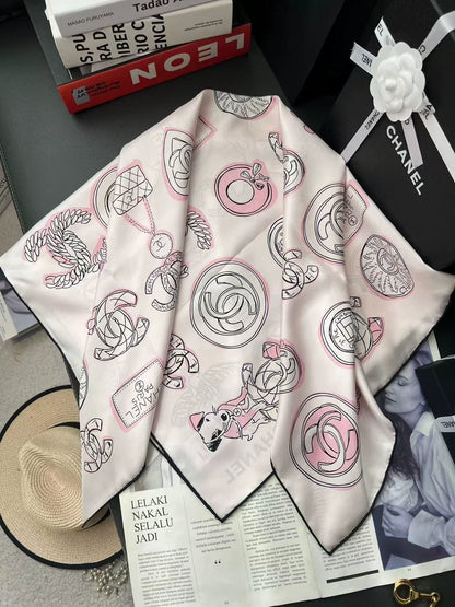 25 Camellia Scarf（pink/white）