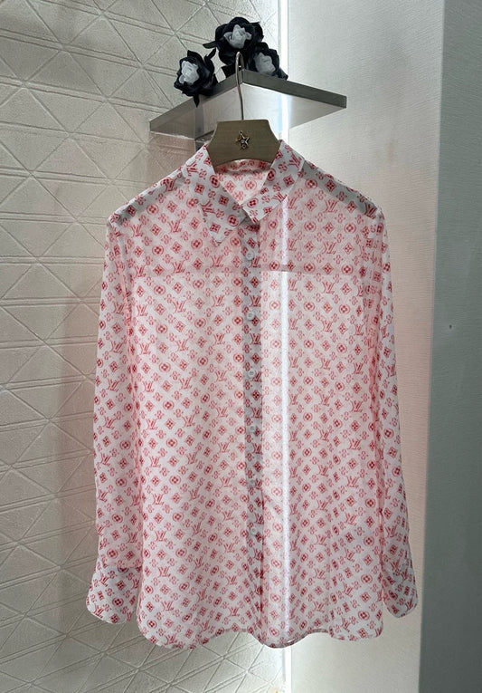 L 25  Printed Silhouette Shirt(Blue pink)