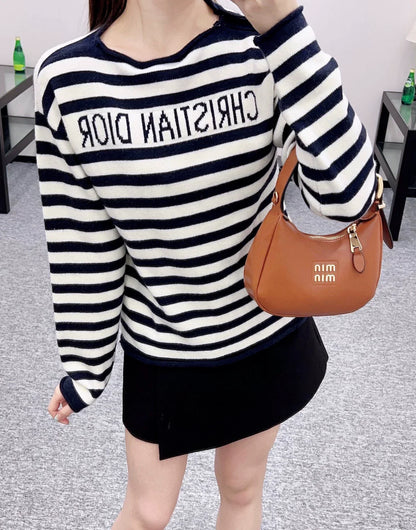 D 25 Striped long-sleeved knit top