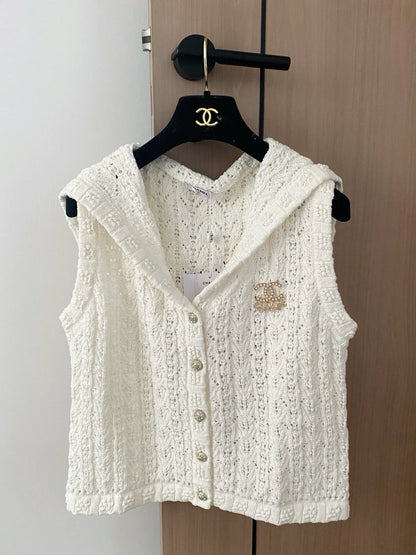 C 25 Pearl Logo Vest Cardigan