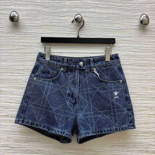 D 25 Summer Embroidery Lombard Denim Shorts