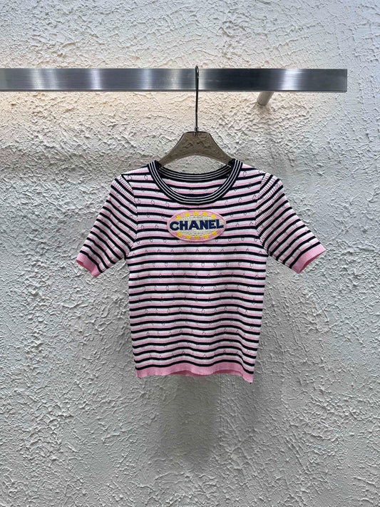 25 New Striped Knitted Short Sleeves