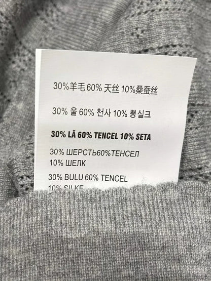 M 25 Summer new round neck letter logo hollow casual knitted long sleeves