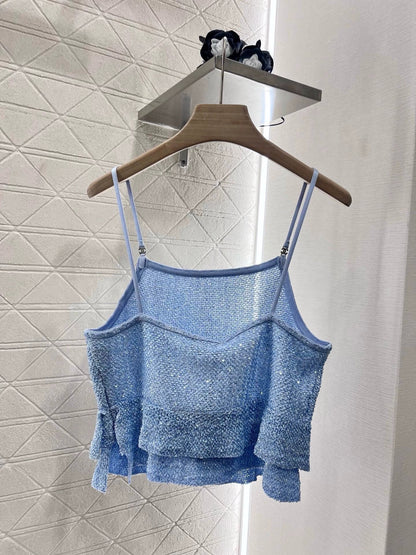 25 Sequined camisole knit undershirt