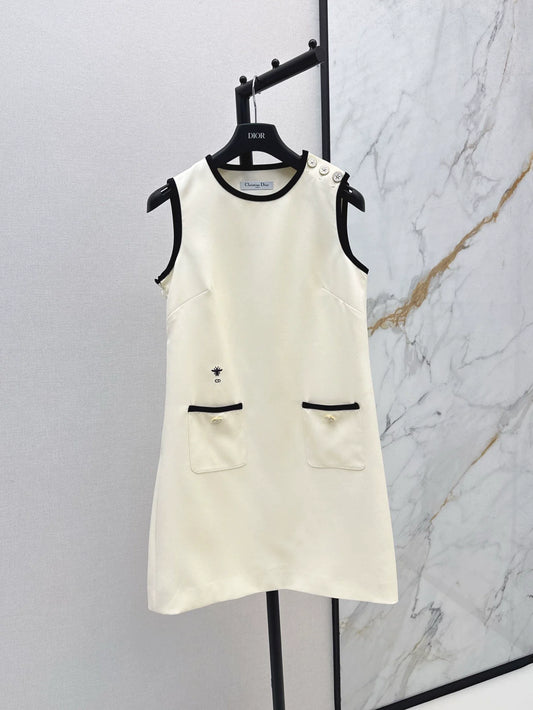 25 Spring/Summer New Double Pocket Decoration Sleeveless Dresses