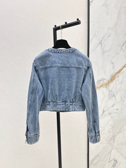 25 new round-neck denim jacket and trousers set