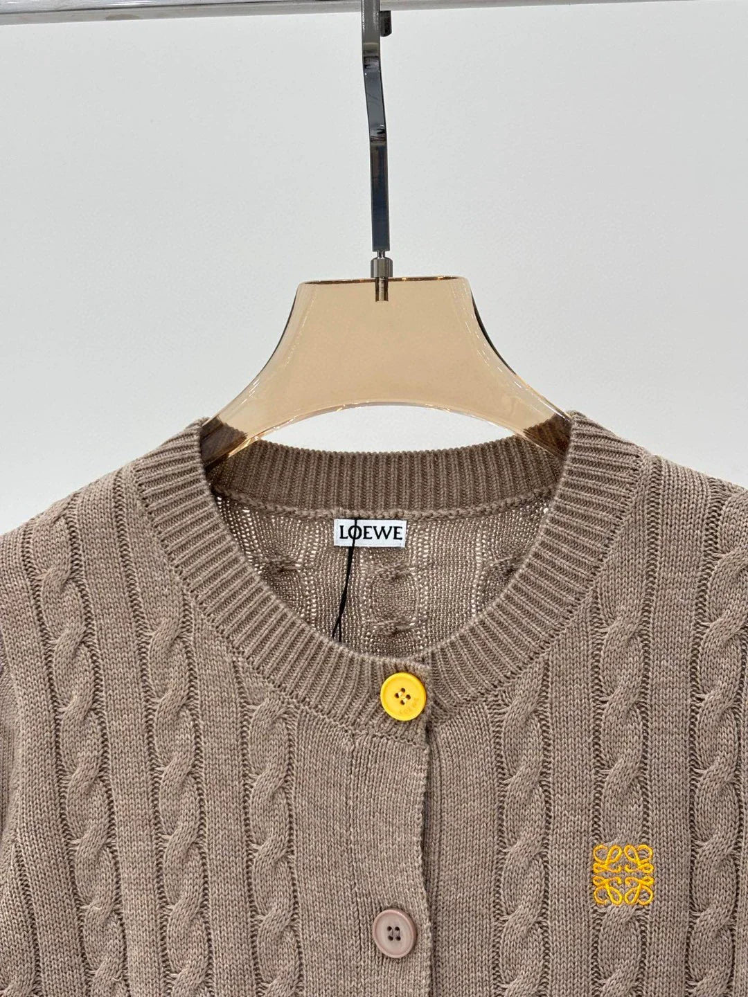 LO 25 Spring and Summer New Round Neck Letter Logo Embroidered Button Knitted Cardigan