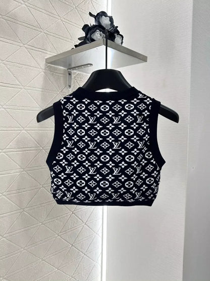 L 25 New Jacquard patchwork knitted short vest