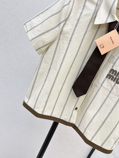 MI 25 The latest spring and summer tie short striped shirt