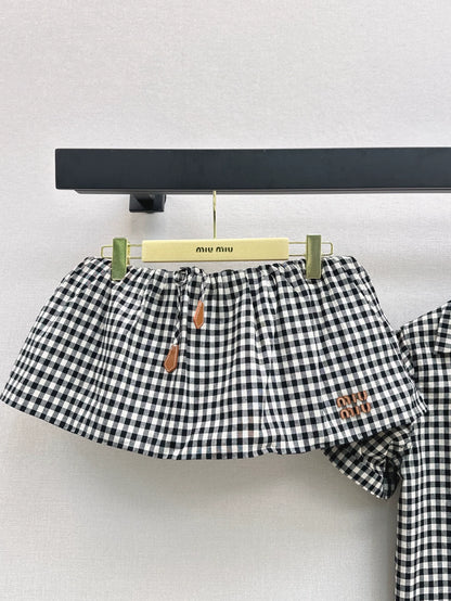 2025 Summer New Plaid Suit Loose Shirt + Mini Skirt
