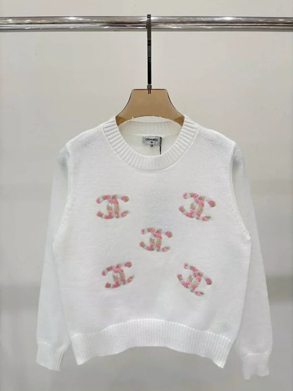 C 25 Spring/Summer new round neck embroidered logo knitted long sleeves
