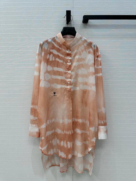 D 25 Spring/Summer Vacation Style New Water Wave Tie-Dye Long Sleeve Shirt
