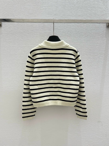 25 Early Autumn New Striped Lapel Long Sleeve Cardigan