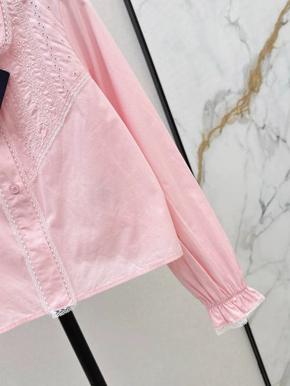 P 25 spring and summer new lace lace long sleeve shirt