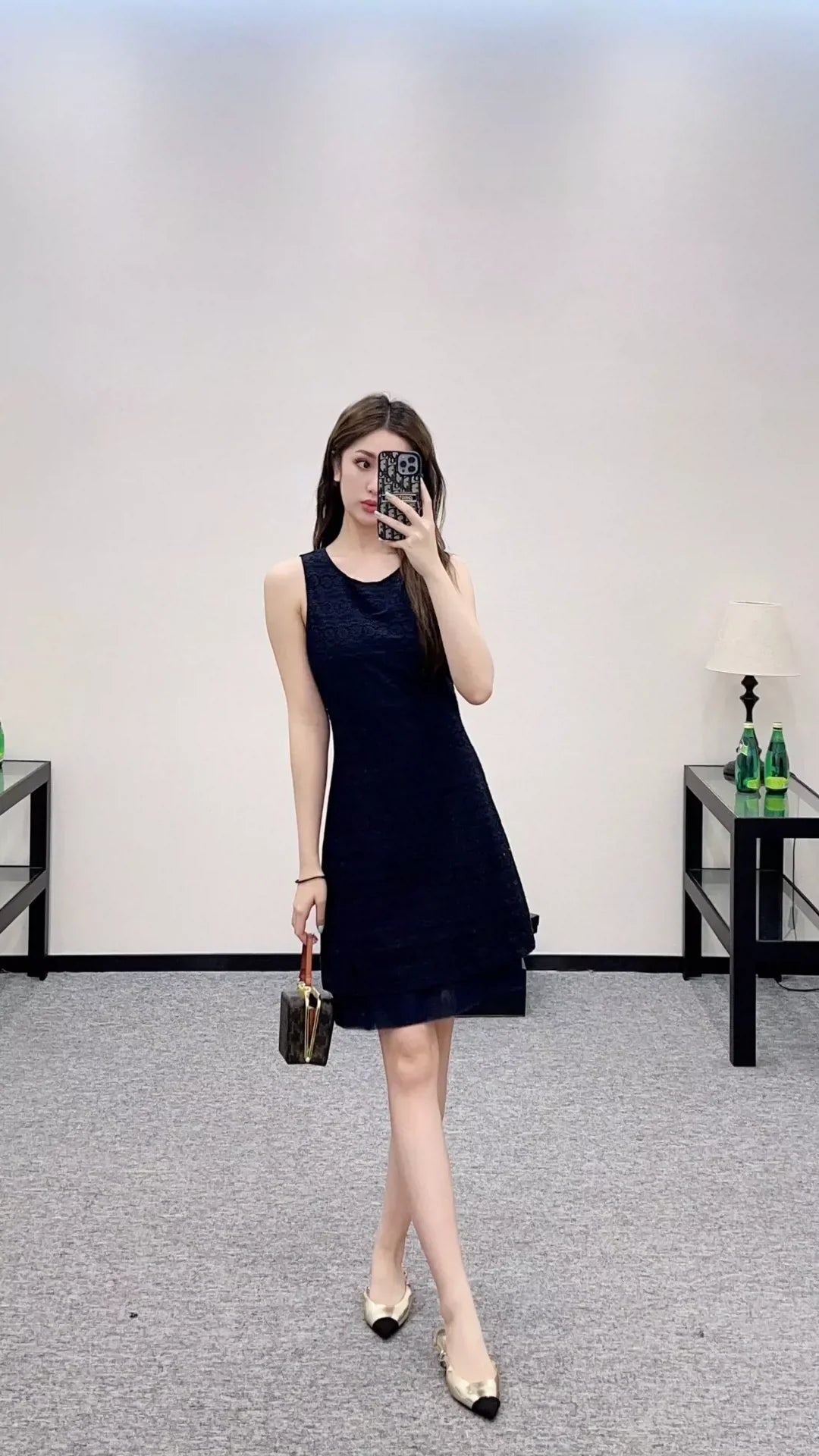 CE 25 Summer new round neck hollow embroidery vest dress