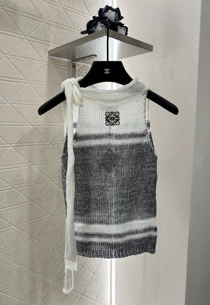 25 Striped Knit Vest and Skirt Set
