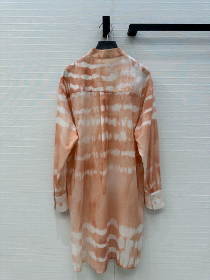 D 25 Spring/Summer Vacation Style New Water Wave Tie-Dye Long Sleeve Shirt