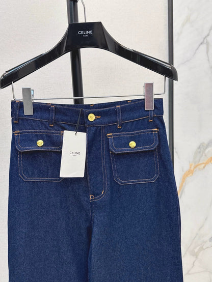 CE 25 Spring/Summer New Double Pocket Decorated Flared Pants