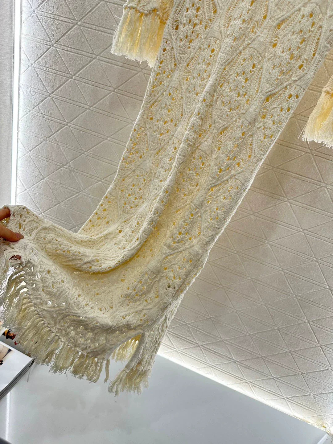 D 25 New Knit Crochet Fringe Dress