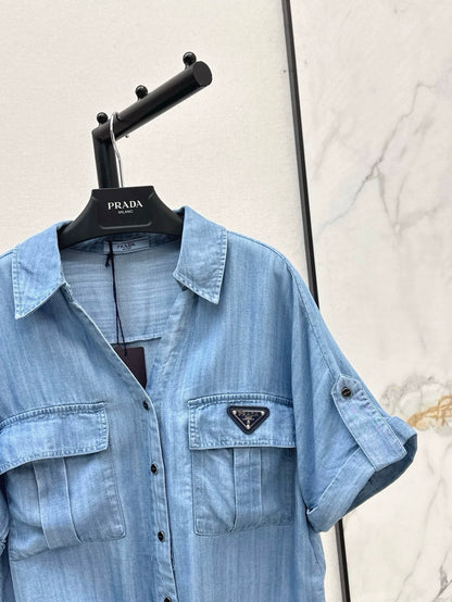 Spring/Summer 25 Lace-up bow denim shirt