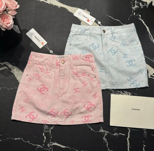 25 new printed denim skirt