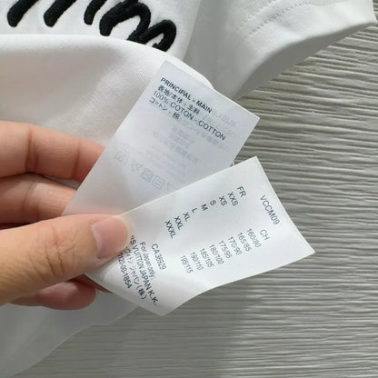 L 25 New Embroidered Letter Chain Short Sleeve Short T-Shirt