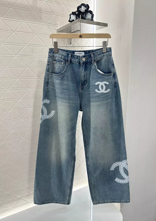 C Spring/Summer 25 Lace Embroidered Denim Trousers