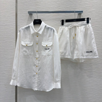 Ce 25 New Pocket Long Sleeve Shirt Shorts Set