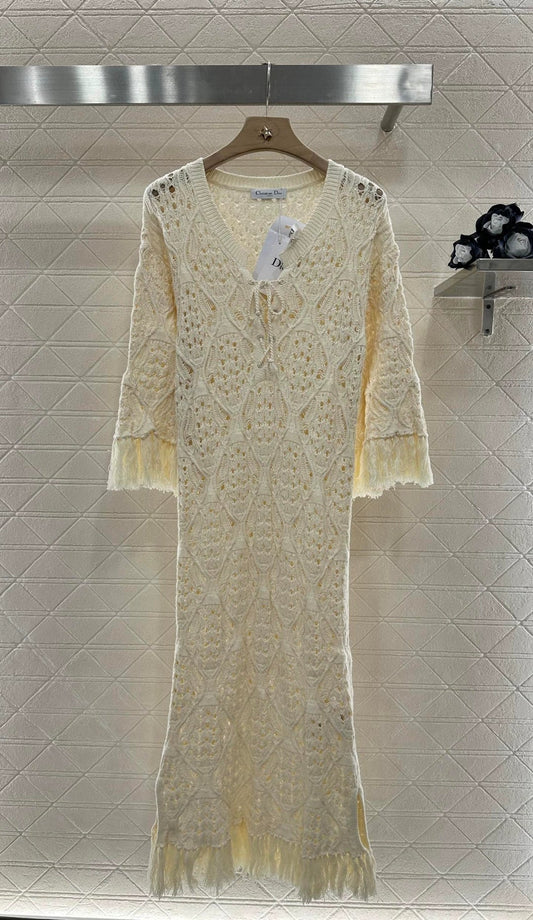 D 25 New Knit Crochet Fringe Dress