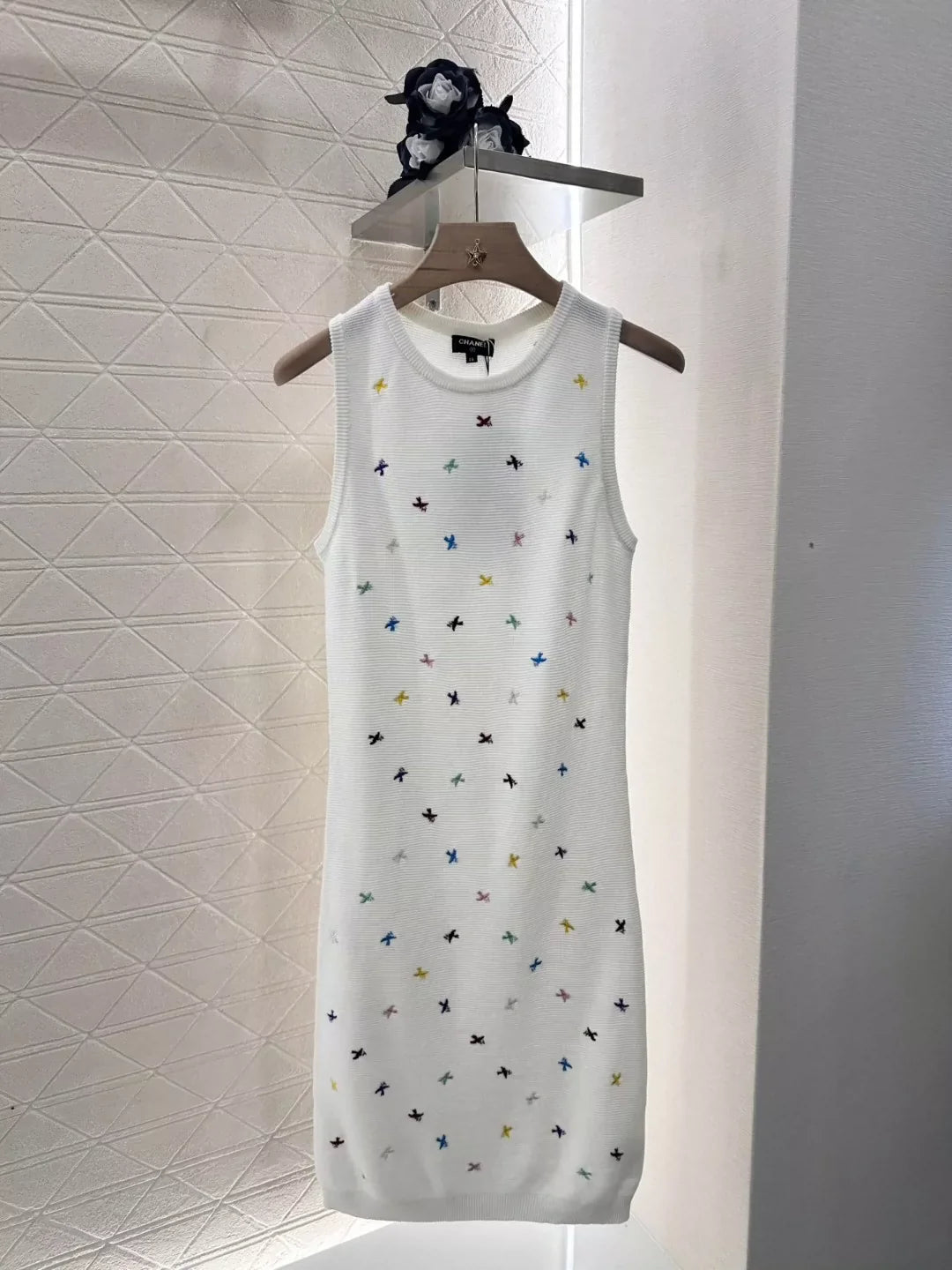 25 New Embroidered Flying Swallow Knit Tank Dress