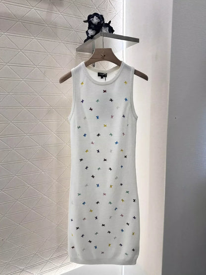 25 New Embroidered Flying Swallow Knit Tank Dress