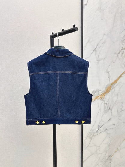 25 Spring/Summer New Double Pocket Denim Vest Jacket