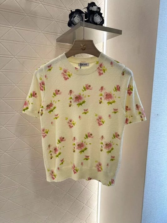 LO 25 Spring/Summer New Crushed Flower Knit Short Sleeve