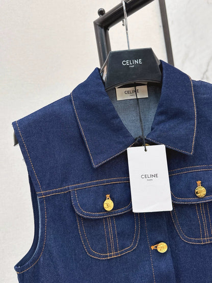 25 Spring/Summer New Double Pocket Denim Vest Jacket