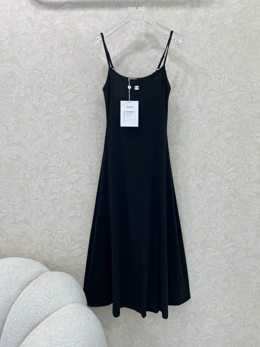 c 25 New Black Halter Long Dress with Chest Pads