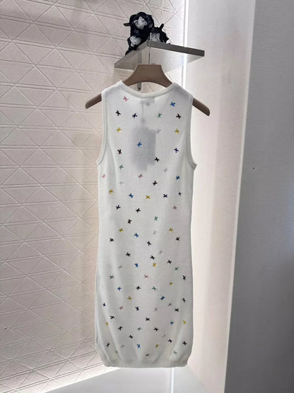 25 New Embroidered Flying Swallow Knit Tank Dress